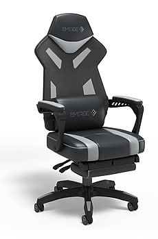 Staples Emerge Vomax Bonded Leather Ergonomic Gaming Chair, Black/Gray (61364)