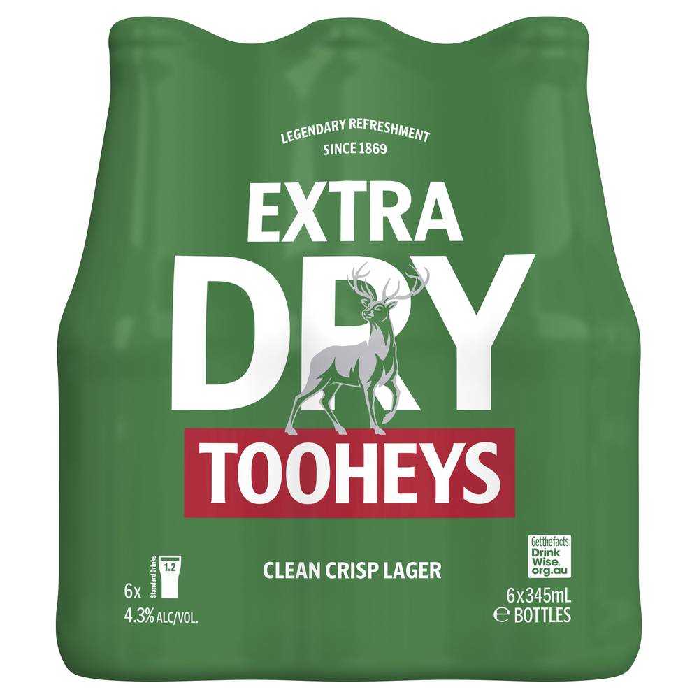 Tooheys Extra Dry Clean Crisp Lager (6 x 345mL)