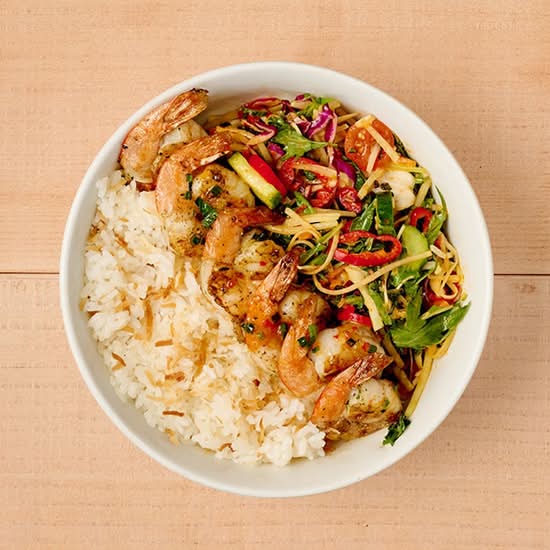 thai bowl with grilled shrimp