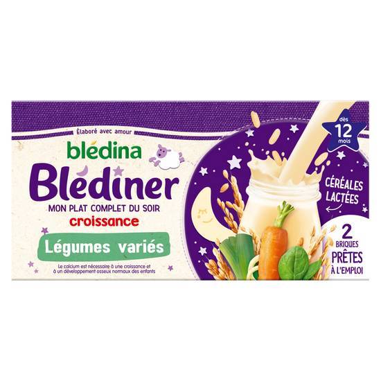 Bledina blediner briques légumes variés 2x250ml dés 12 mois - 534g