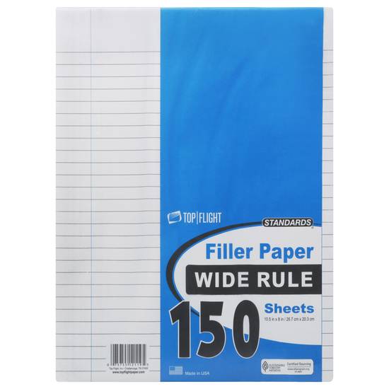 Top Flight Standards Wide Rule Filler Paper 150 Sheets