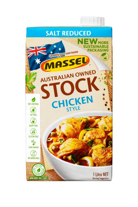 Massel Organic Liquid Stock Chicken Salt Reduced 1L