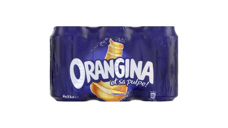 Orangina - Boisson gazeuse soda à l'orange canettes (6 pièces, 330 ml)
