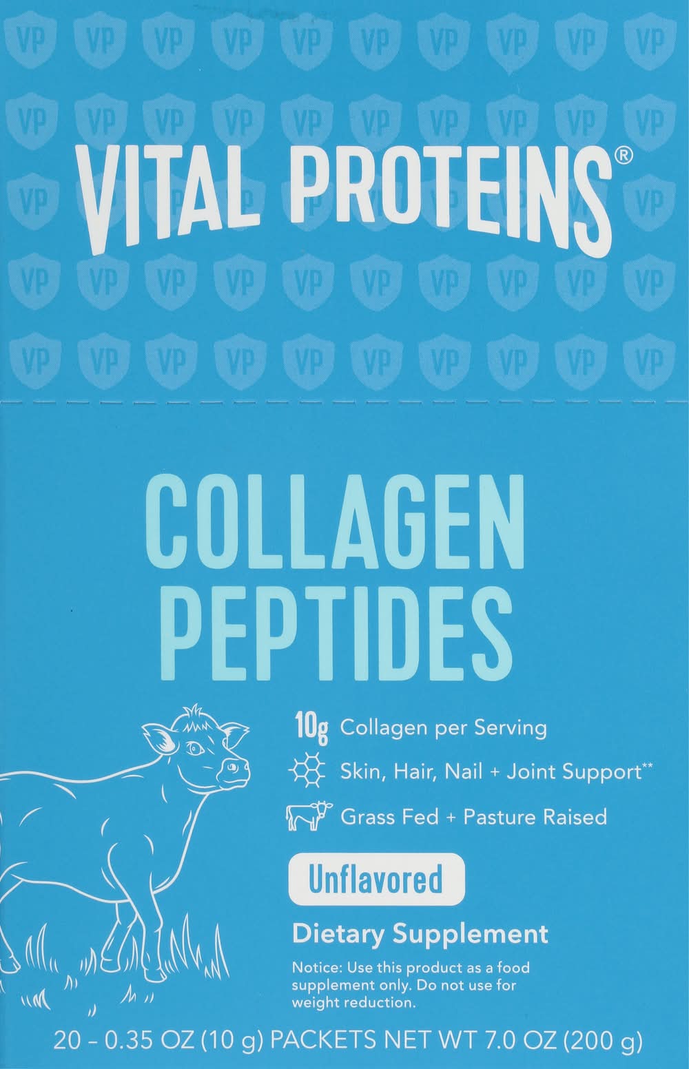 Vital Proteins Unflavored Collagen Peptides 10 g (7 oz, 20 ct)