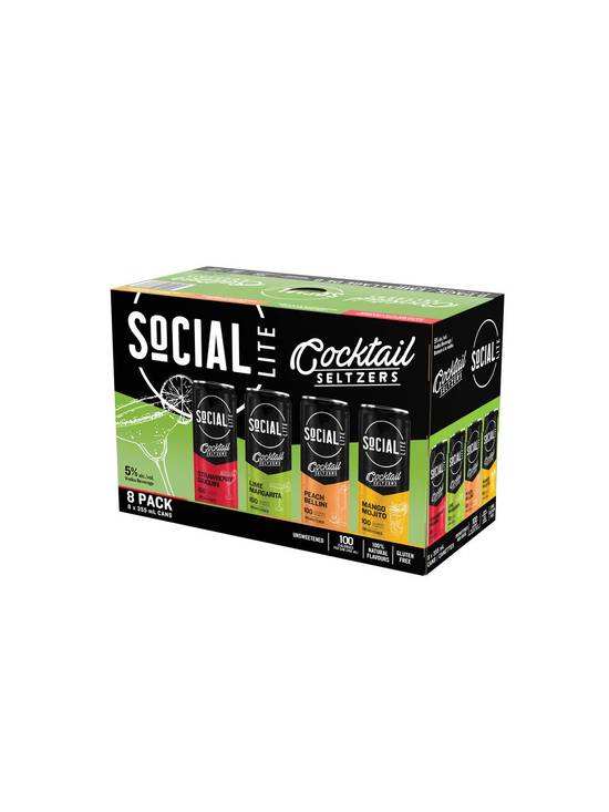 Social Lite · Cocktail Seltzer Mixed Pack (8 x 355 mL)