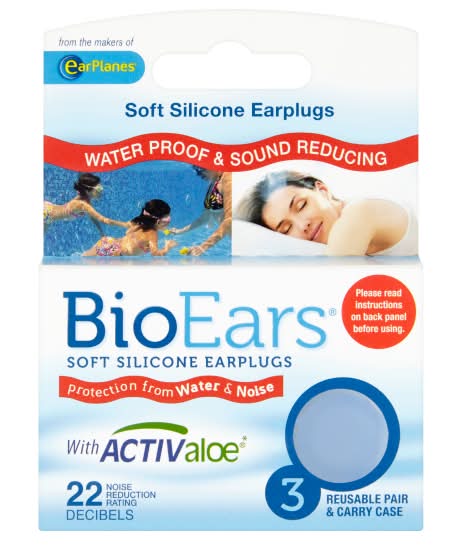 BioEars Soft Silicone Water Proof & Sound Reducing Earplugs (3 pack)