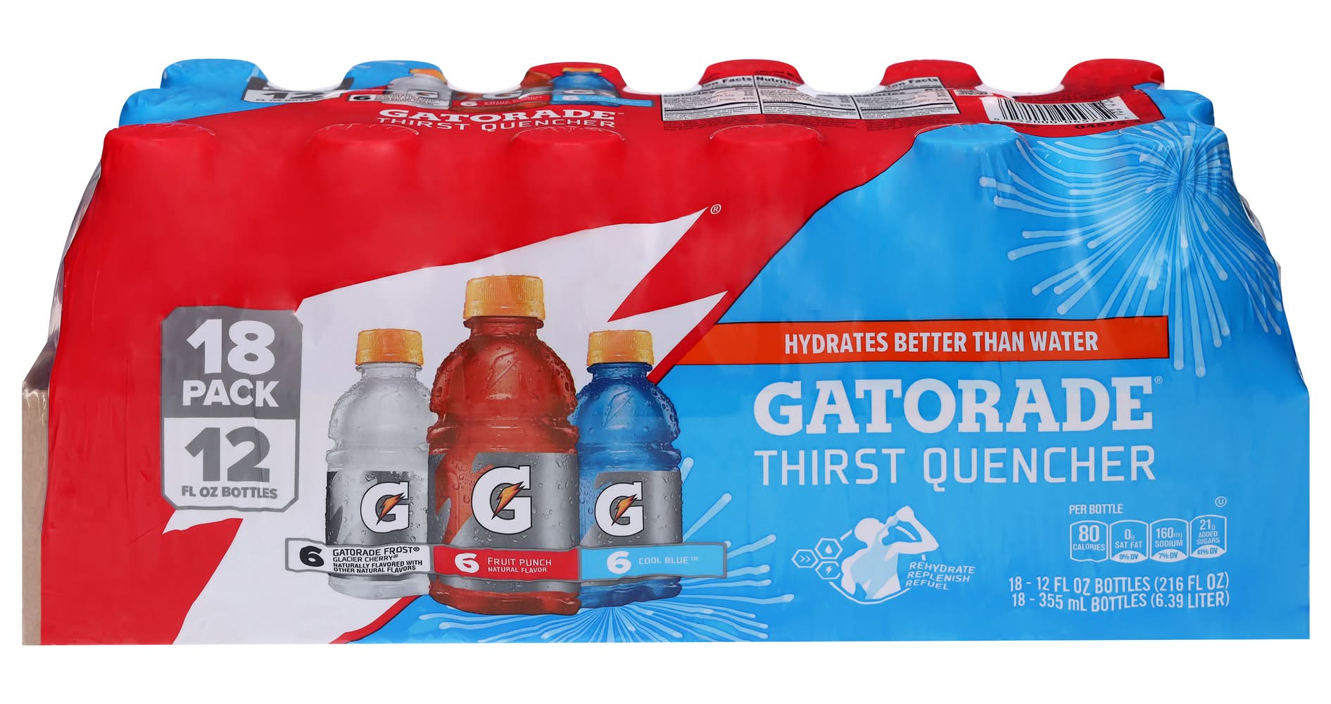 Gatorade Thirst Quencher Sports Drink, Fruit Punch-Gatorade Frost Glacier Cherry-Cool Blue (18 x 12 fl oz)