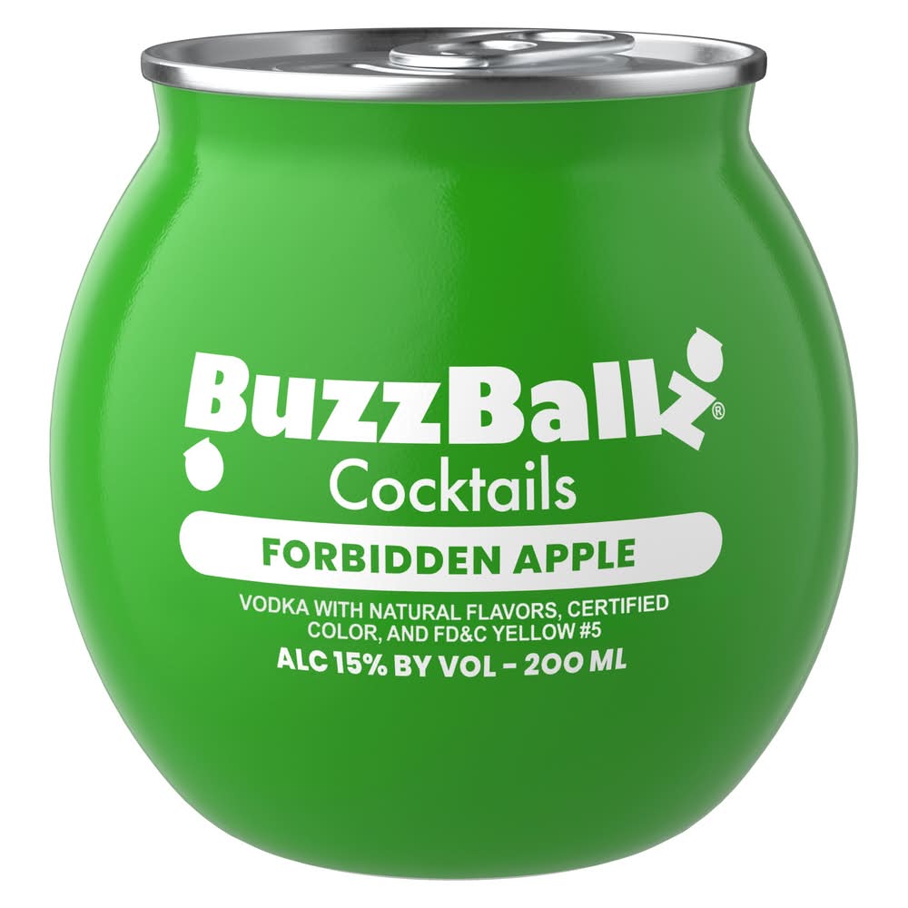 BuzzBallz Ready-To-Drink Flavored Cocktails, Forbidden Apple (200 ml)