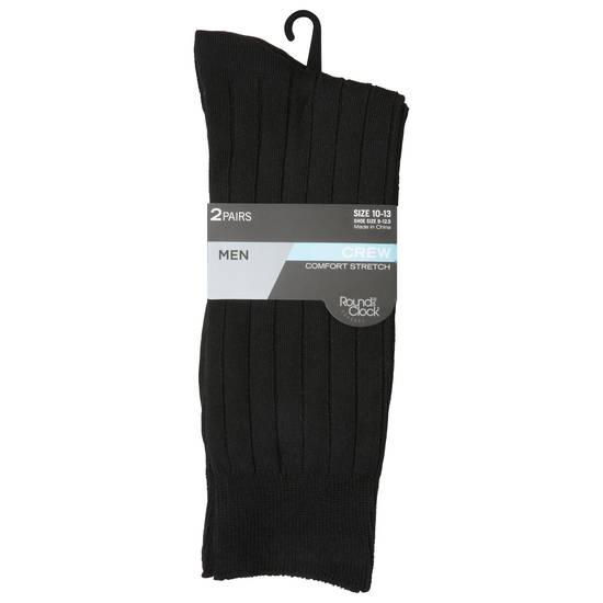 Round the Clock Crew Comfort Stretch Socks For Men (2 ct) (10-13/black)