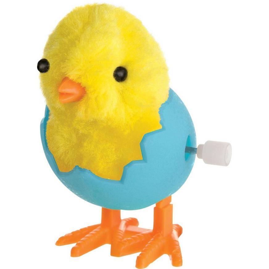 Blue Wind-Up Hatching Plastic Fabric Chick, 2.75in x 3.4in