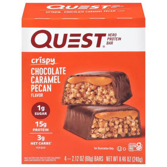 Quest Hero Chocolate Caramel Pecan Flavor Protein Bars (4 ct)