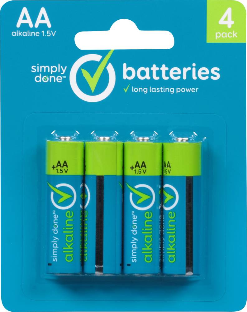 Simply Done Batteries Alkaline Aa Long Lasting Power (4 ct)