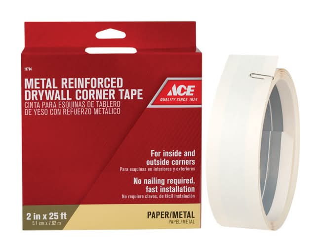 ACE 25 Ft. L X 2 In. W Reinforced Metal White Self Adhesive Corner Tape