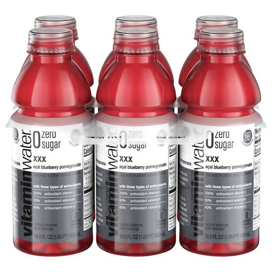 Vitaminwater Zero Sugar, Acai-Blueberry-Pomegranate Beverage (6 ct, 16,9 fl oz)