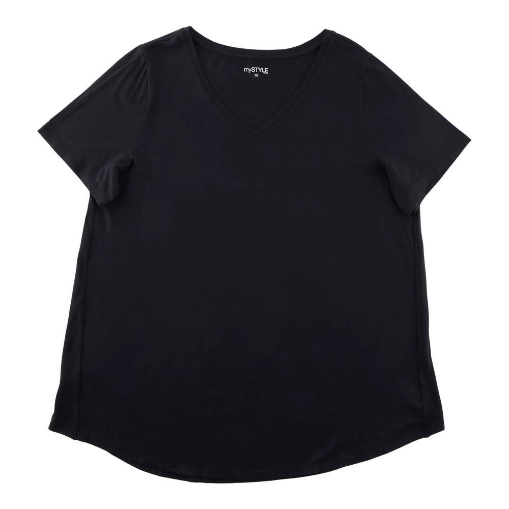 Tunique t-shirt à encolure en V taille Plus mySTYLE pour femmes (3X, Anthracite) / mySTYLE Women's Plus V-Neck Tunic Tee (3X, Anthracite)