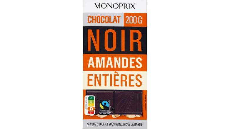 Monoprix - Chocolat noir aux amandes entières
