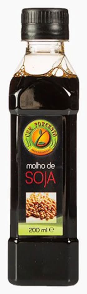 Cemporcento - Molho de soja, garrafa de 200 ml