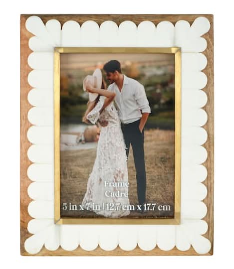 5" X 7" White Scallop & Wood Frame By Ashland
