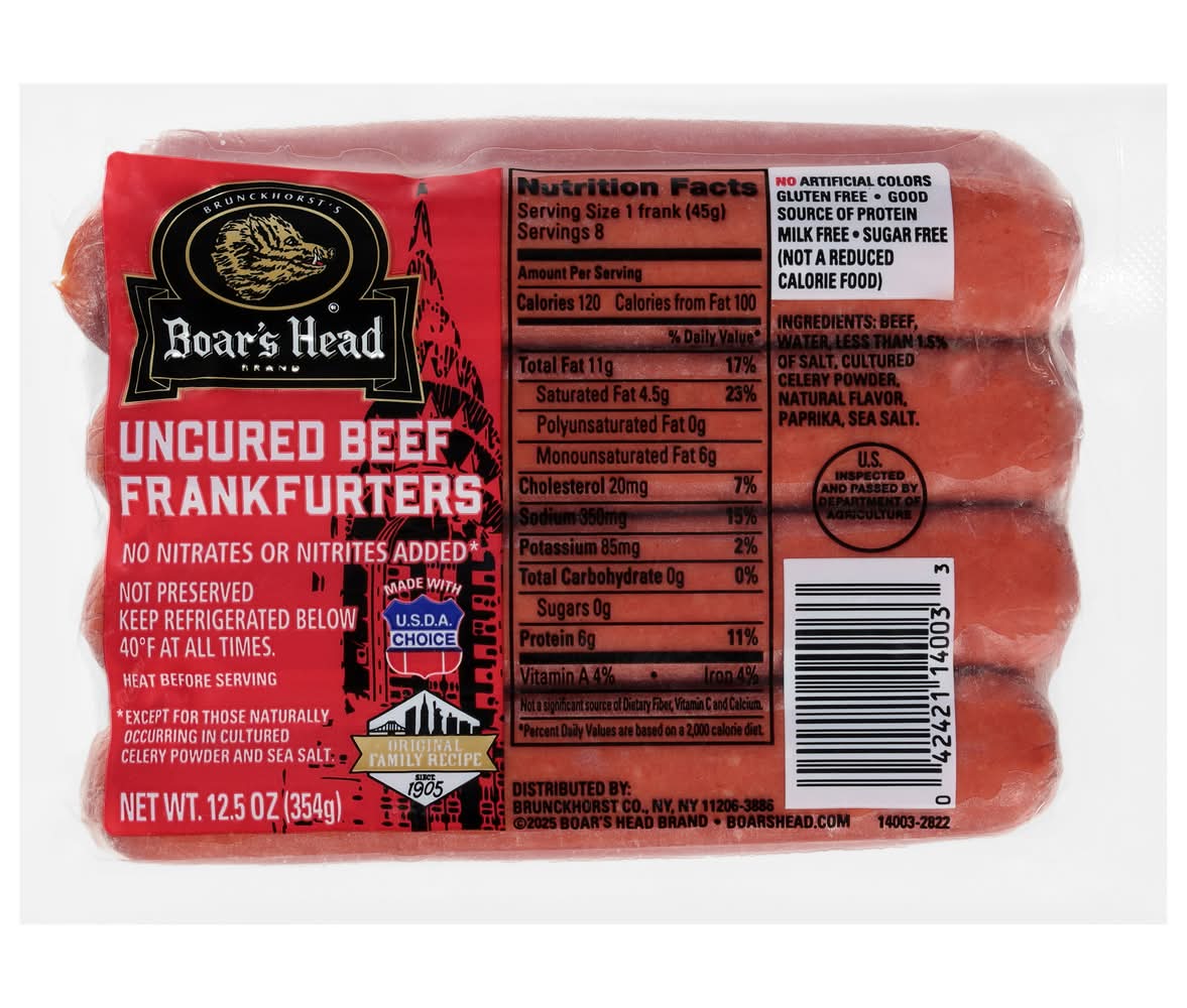 Boar's Head Uncured Beef Frankfurters (12.5 oz)