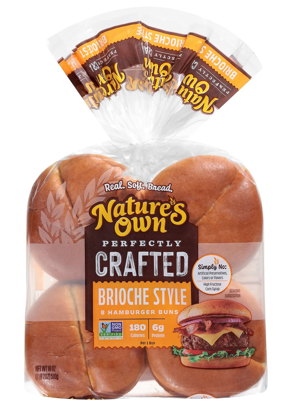 Nature's Own Perfectly Crafted Hamburger Buns, Brioche Style (18 oz, 8 ct)