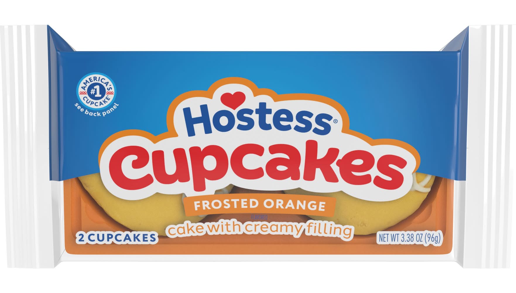 Hostess Frosted Creamy Filling Cupcakes, Orange (3.38 oz, 2 ct)
