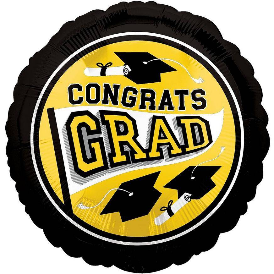 Uninflated Yellow Congrats Grad Foil Balloon, 17in - True to Your School