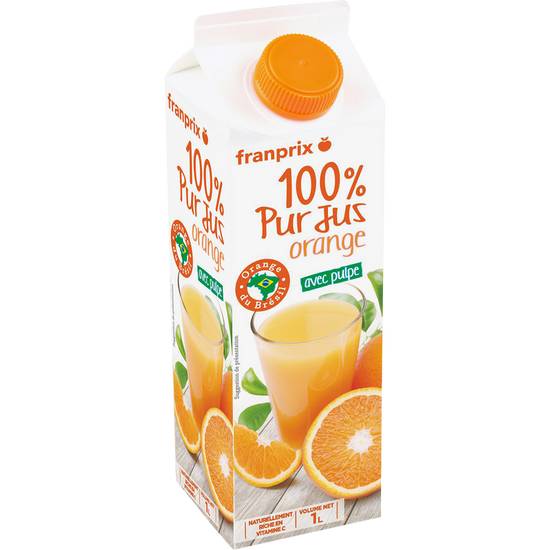 100% pur jus d'orange brésil franprix 1l
