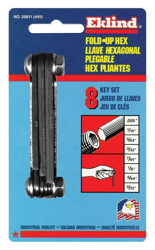 Eklind Sae Fold-Up Hex Key Set 8 Pc