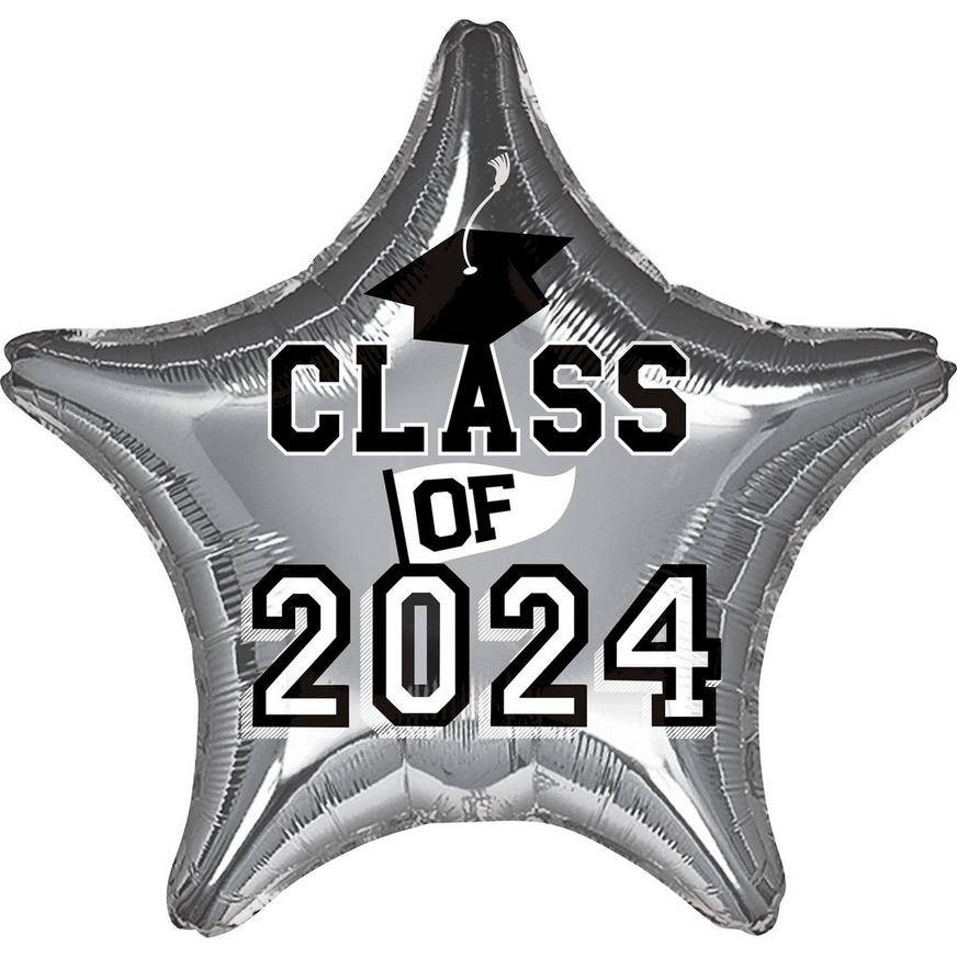 Party City Class Of 2024 Graduation Star Foil Balloon (silver)