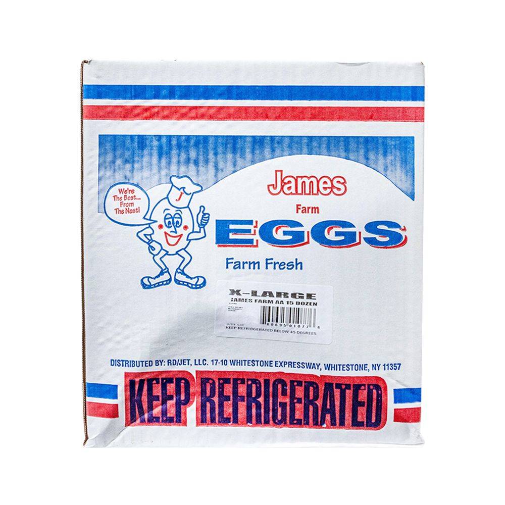 James Farm - Grade A Extra Large Loose Eggs - 15 Dozen (1X15|Case of 1)