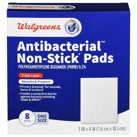 Walgreens Polyhexamethylene Biguadine Antimicrobial Non-Stick Pads