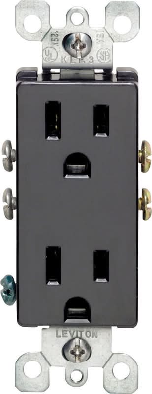 Leviton Decora 15 Amps 125 V Duplex Black Outlet 5-15R 1 Pk