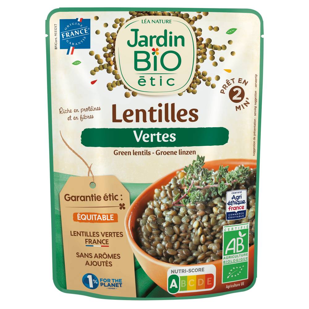 Jardin Bio - Lentilles vertes cuisinées bio (250g)