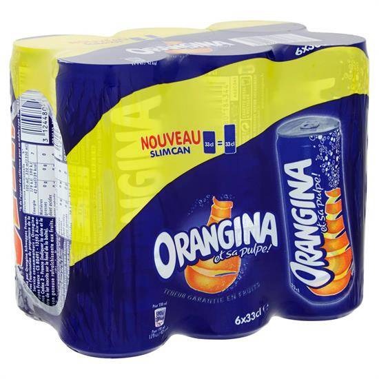 Soda orange ORANGINA - le pack de 6 canettes de 33cL