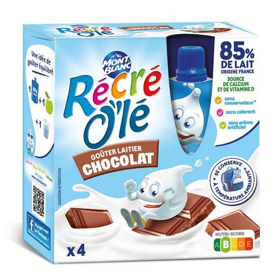 Mont Blanc Récré O'lé - Goûters laitiers  - Saveur chocolat - Gourde 4x85 g