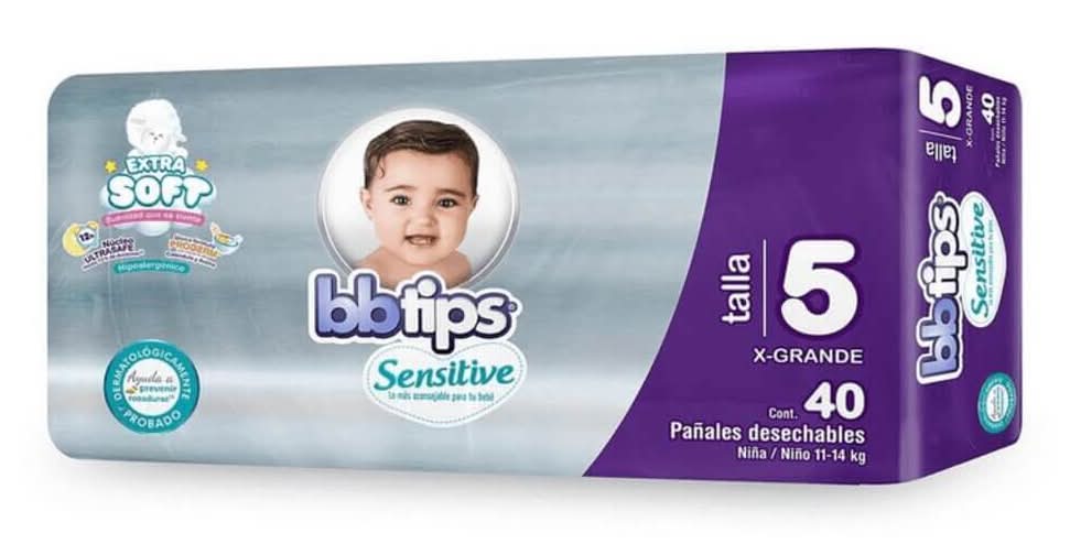 bbtips · Sensitive pañales desechables extra soft, Talla 5-XG (40 un)