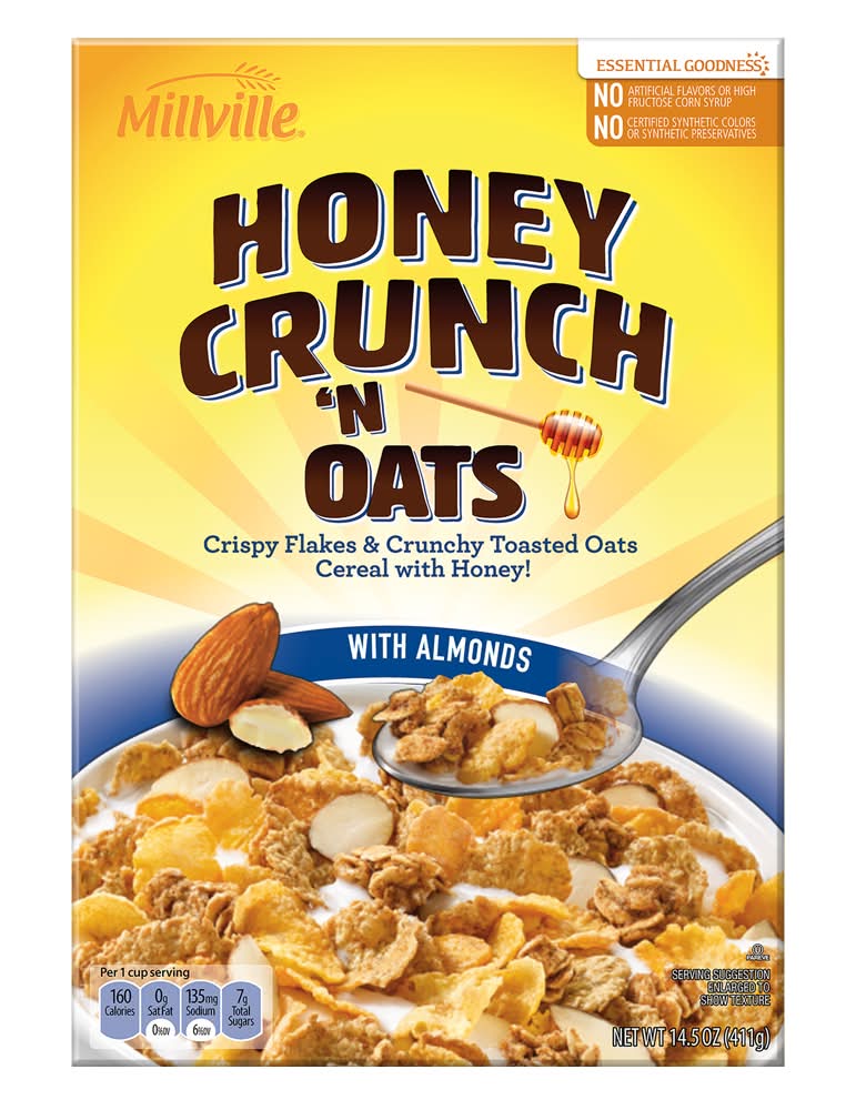 Millville Honey Crunch 'N Oats With Almonds Cereal (14.5 oz)