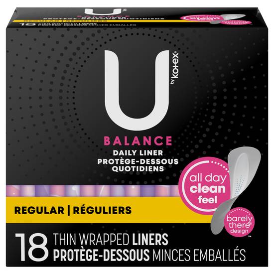 U By Kotex Barely There Regular Absorbency Everyday Liners (18 liners)