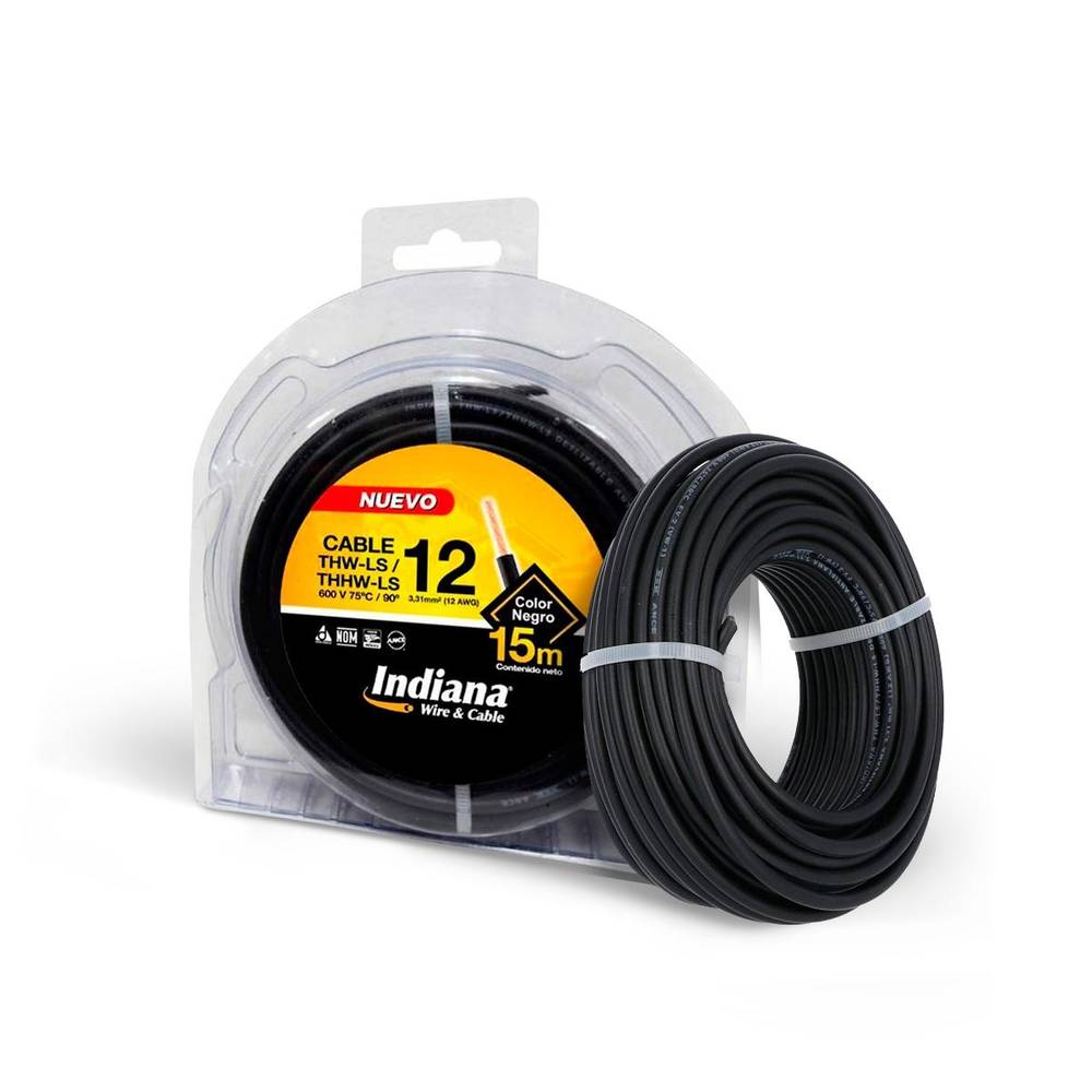 Indiana cable thw-ls calibre 12 negro (blister 15 m)