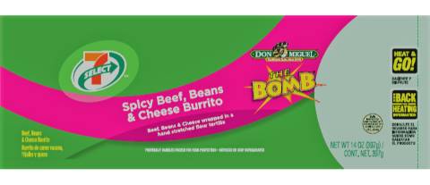 7-Select The Bomb Spicy Beef, Beans & Cheese Burrito