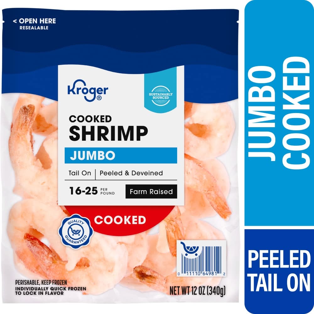 Kroger Jumbo Shrimp Cooked Peeled & Deveined Tail on (12 oz)