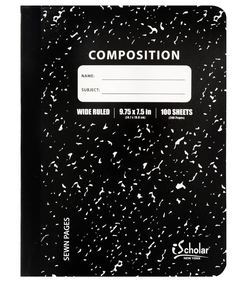 iScholar Wide Ruled Composition Notebooks 150 Sheets, 9.75x7.5 in, Black