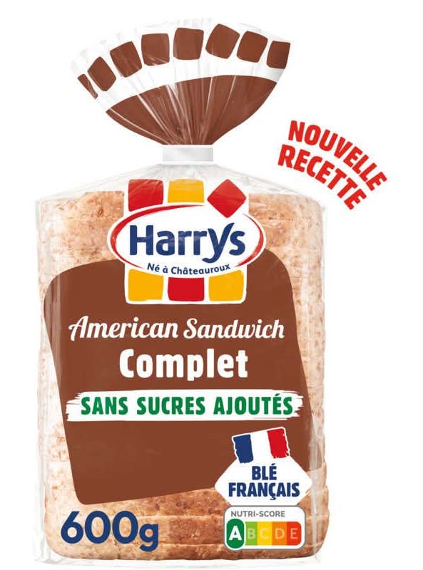 Harrys - Pain de mie american sandwich complet sans sucres ajoutés (600g)