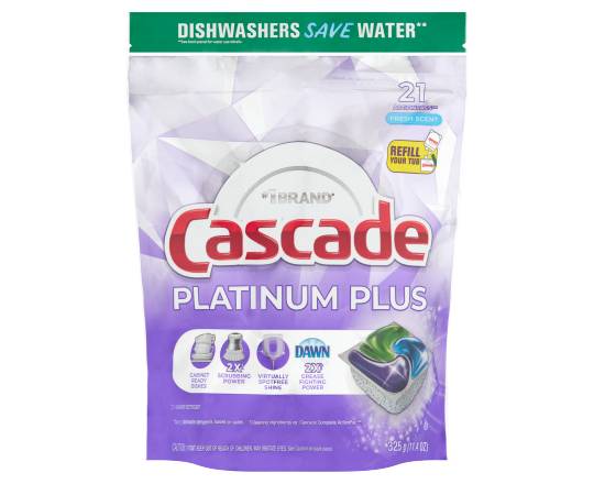 Cascade Auto Dishwashing Pouch With Liquid and Powder, Fresh (21 ct)