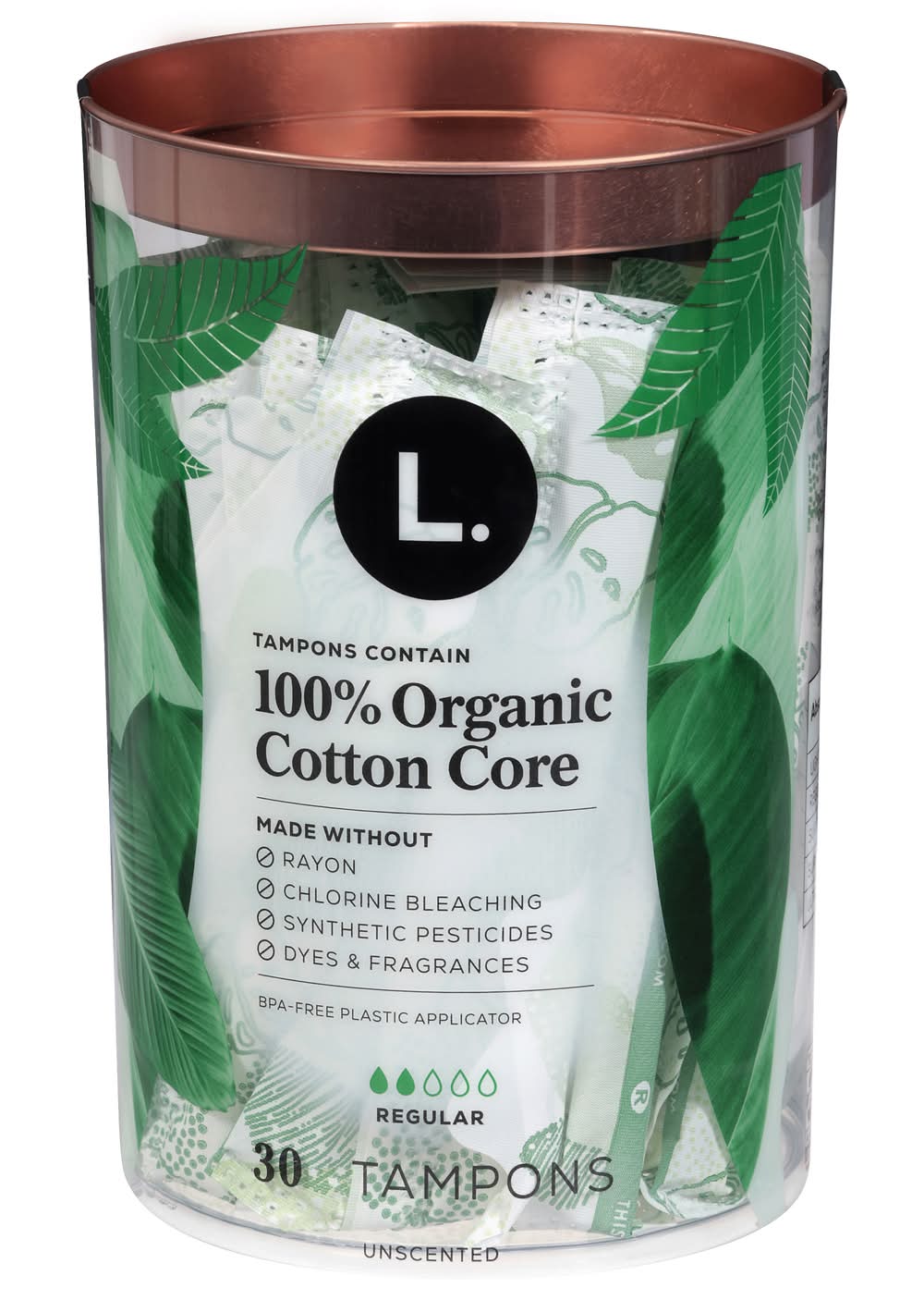 L. Regular Organic Cotton Tampons (9.6 oz, 30 ct)