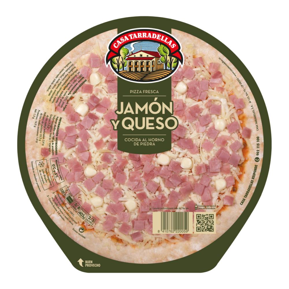 Pizza Casa Tarradellas Jamon Y Queso 405Gr