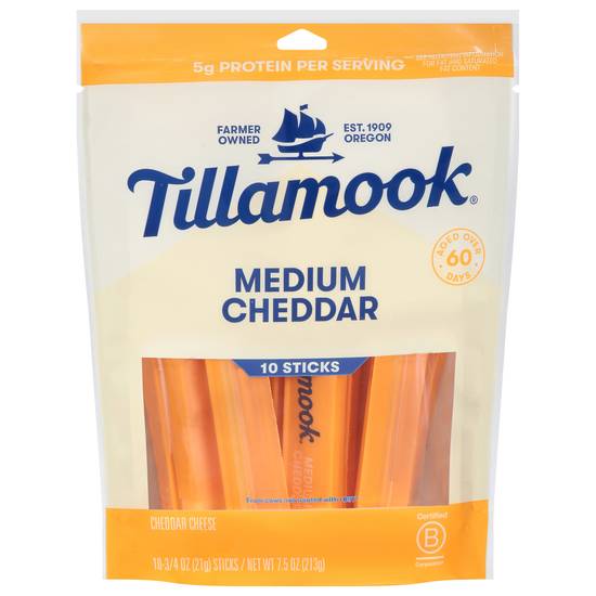 Tillamook Medium Cheddar Cheese Sticks (10 ct)