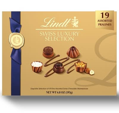 Lindt Swiss Luxury Selection Assorted Christmas Chocolate Candy Gift Box - 6.8oz
