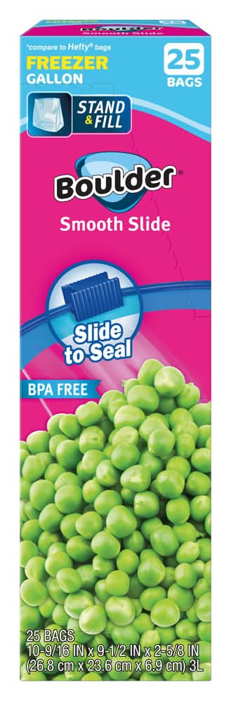 Boulder Canyon Bpa Free Gallon Freezer Slider Bag 3L, 26.8x23.6 cm (25 ct)