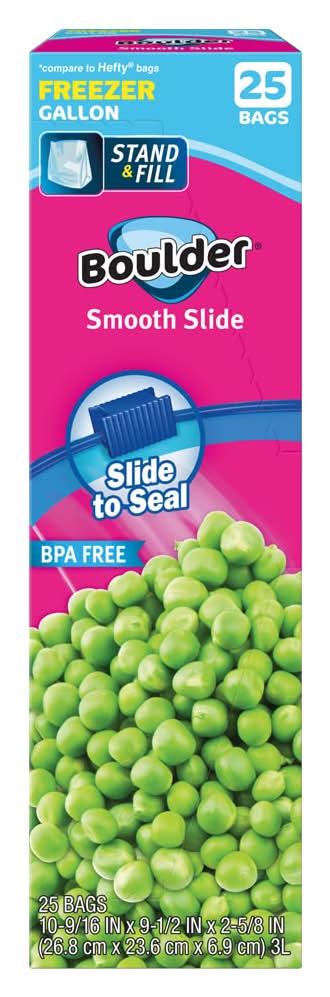 Boulder Canyon Bpa Free Gallon Freezer Slider Bag 3L, 26.8x23.6 cm (25 ct)